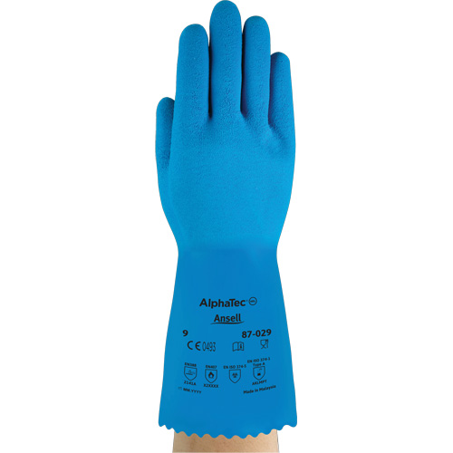 Gants AlphaTec 87-029, Taille T-Grand/10, 13" lo, Latex de caoutchouc, Doublure en Nylon, 50 mils Mukwa Safety Services