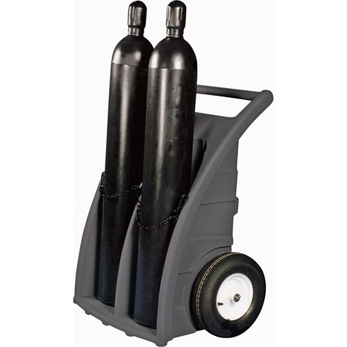 Chariots doubles pour bouteilles, Roues Caoutchouc, Base de 23" la x 12" lo, 500 lb Mukwa Safety Services
