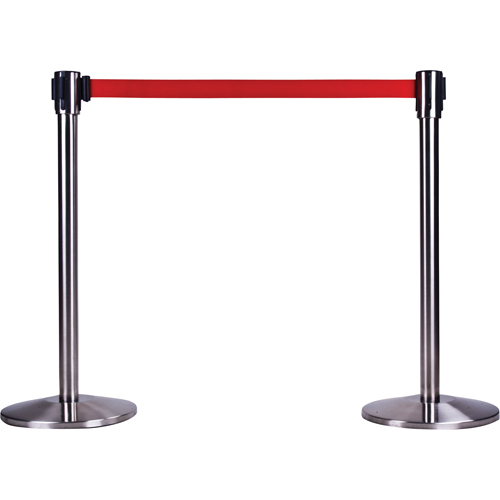Free-Standing Crowd Control Barrier Receiver Post, 35" High, Stainless Mukwa Safety Services
