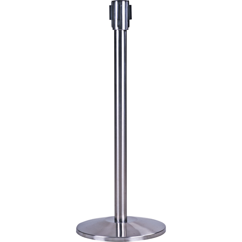 Free-Standing Crowd Control Barrier Receiver Post, 35" High, Stainless Mukwa Safety Services
