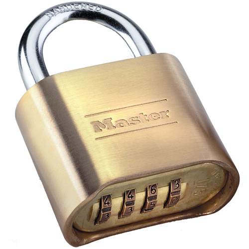 Combination Padlock, Silver, Brass Coating, 2" Width Mukwa Safety Services