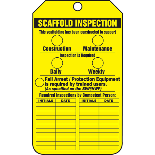 Inspection Tags, Cardstock, 3-1/8" W x 5-7/8" H, English Mukwa Safety Services
