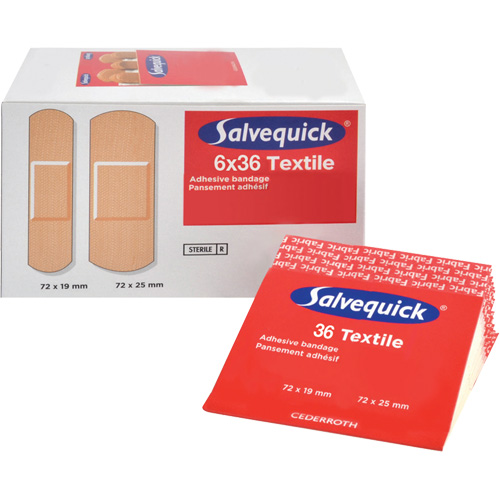 Syst&egrave;mes de distribution de bandages Salvequick - recharges st&eacute;riles, Rectangulaire/carr&eacute;e, Tissu, St&eacute;rile Mukwa Safety Services