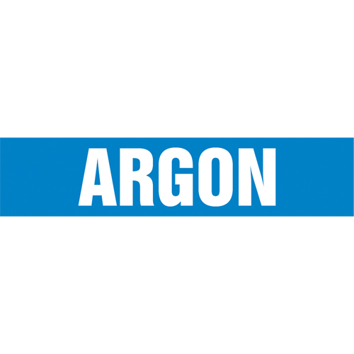 Marqueur de tuyau "Argon", Autocollant, 4" h x 24" la, Blanc/bleu Mukwa Safety Services
