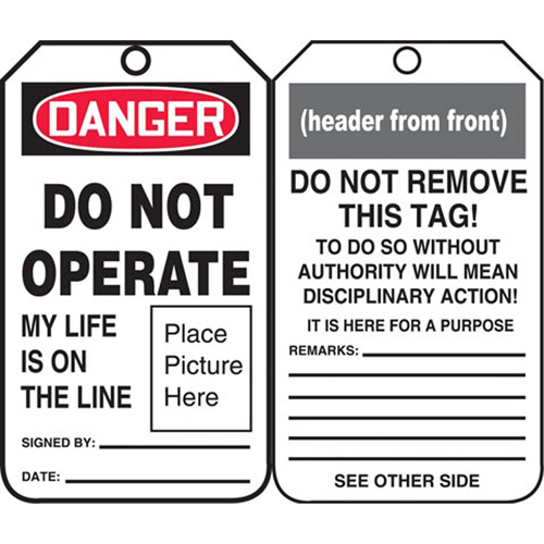 &eacute;tiquettes de s&eacute;curit&eacute;, Plastique, 3-3/8" la x 5-3/4" h, Anglais Mukwa Safety Services