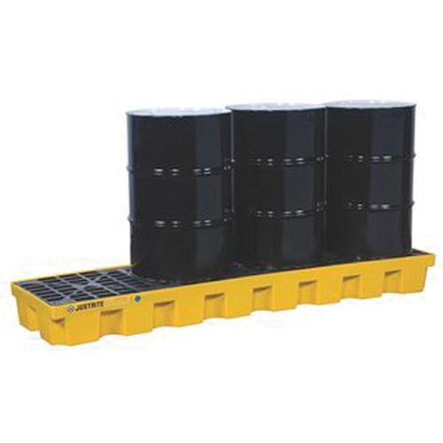 EcoPolyBlend Spill Control Pallets - With Drain, 75 US gal. Spill Capacity, 97" x 25" x 9" Mukwa Safety Services