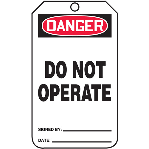Safety Tags, Cardstock, 3-1/4" W x 5-3/4" H, English Mukwa Safety Services
