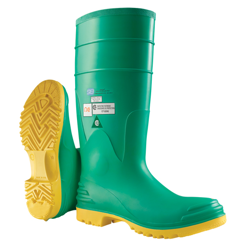 Bottes aux genoux Hazmax 16", PVC, Embout Acier, Pointure 6, Semelle R&eacute;sistant aux perforations Mukwa Safety Services