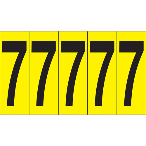 Rep&egrave;res adh&eacute;sifs &agrave; chiffres individuels, 7, 3-7/8" h, Noir sur jaune Mukwa Safety Services