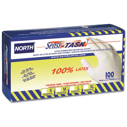Sensi-Task Disposable Gloves, Large, Latex, 5-mil, Powder-Free, White Mukwa Safety Services