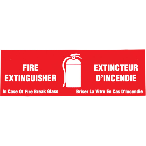 "Fire Extinguisher / Extincteur d'incendie" Label, 2" x 6", Vinyl, Bilingual with Pictogram Mukwa Safety Services
