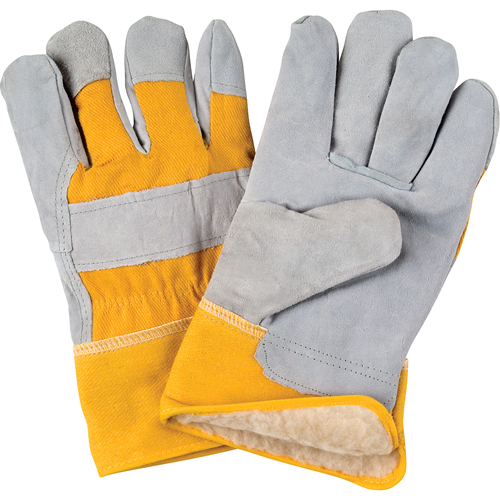 Gants d'ajusteur doubl&eacute;s pour l'hiver, Grand, Paume en Cuir de vache refendu, Doublure en Boa Mukwa Safety Services