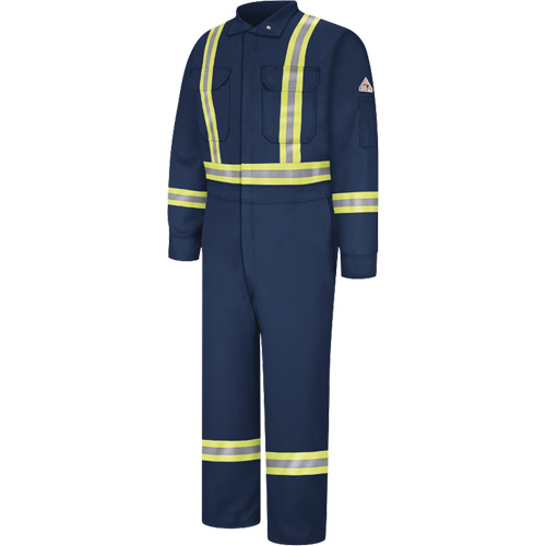 Combinaisons r&eacute;sistantes au feu avec bandes r&eacute;fl&eacute;chissantes, Taille 38, Bleu marine, 12,2 cal/cm² Mukwa Safety Services