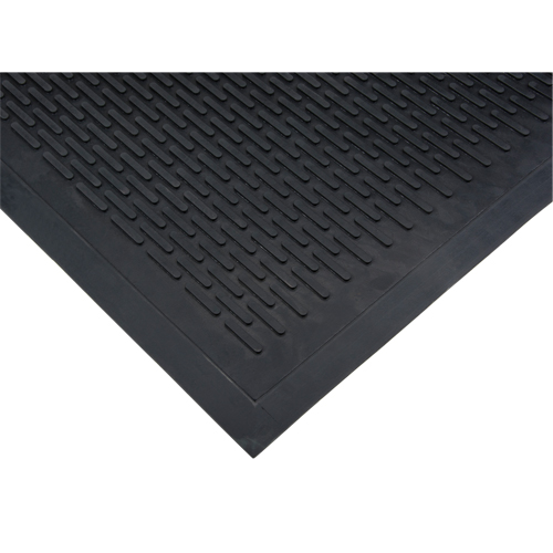 Low-Profile Matting, Rubber, Scraper Type, Solid Pattern, 3' x 5', Black Mukwa Safety Services