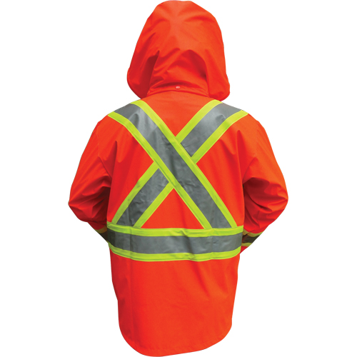 Vestes de s&eacute;curit&eacute; imperm&eacute;ables ignifuges haute visibilit&eacute; en polyur&eacute;thane, Petit, Orange haute visibilit&eacute; Mukwa Safety Services