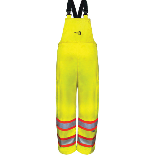 Hi-Vis FR/PU Safety Rain Bib Pants, Small, High Visibility Lime-Yellow Mukwa Safety Services