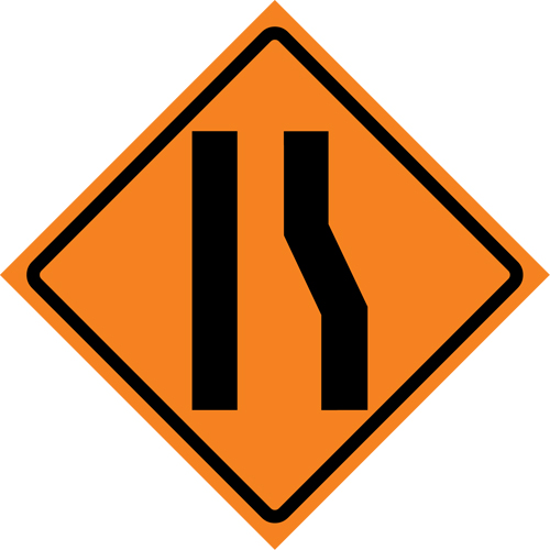 Merge Left Roll-Up Traffic Sign, 29-1/2" x 29-1/2", Vinyl, Pictogram Mukwa Safety Services