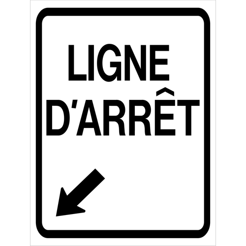 Enseigne enroulable de circulation  Ligne d'Arr&ecirc;t , 23-3/5" x 29-1/2", Vinyle, Français avec pictogramme Mukwa Safety Services
