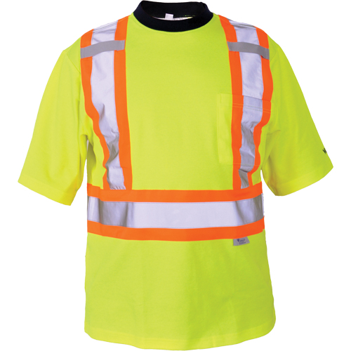 Safety T-Shirt, Polyester, Medium, High Visibility Lime-Yellow Mukwa Safety Services