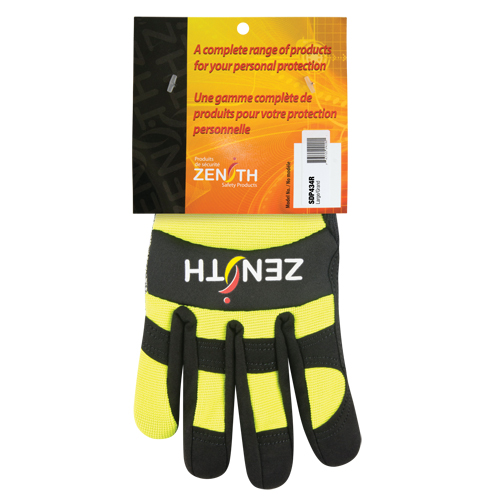 ZM500 High-Visibility Cut-Resistant Mechanic's Gloves, HPPE Palm, Size Large Mukwa Safety Services