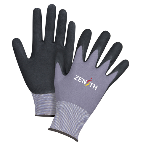Gants ZX-1 de premi&egrave;re qualit&eacute; compatibles avec les &eacute;crans tactiles, 10/T-Grand, R&ecirc;vetement Nitrile/Mousse de nitrile, Calibre 15, Enveloppe en Nylon Mukwa Safety Services