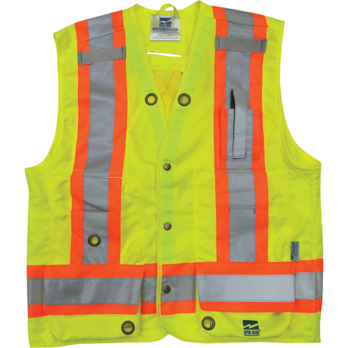 Surveyor Safety Vest, High Visibility Lime-Yellow, Small, Polyester Mukwa Safety Services