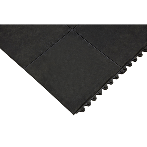 Tapis antifatigue, Lisse, 3' x 3' x 1/2", Noir, Caoutchouc naturel Mukwa Safety Services