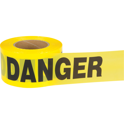 "Danger" Barricade Tape, Bilingual, 3" W x 1000' L, 2.5 mils, Black on Yellow Mukwa Safety Services
