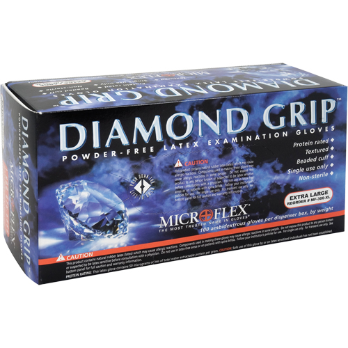 Diamond Grip Examination Gloves, X-Large, Latex, 8-mil, Powder-Free, Natural, Class 2 Mukwa Safety Services