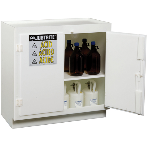 Solid Polyethylene Acid Cabinets, 6 x 0.66043 Gal., 36" x 35.75" x 21.75" Mukwa Safety Services