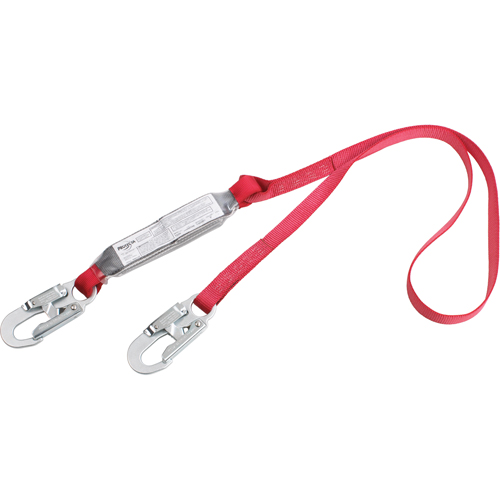 PRO Shock Absorbing Lanyards, 4', Snap Hook Center, Snap Hook Leg Ends, Polyester Mukwa Safety Services