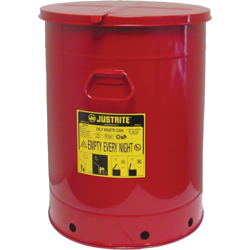 Contenant manuel pour d&eacute;chets huileux, Homologu&eacute; FM/List&eacute; UL, 21 gal. US, Rouge Mukwa Safety Services
