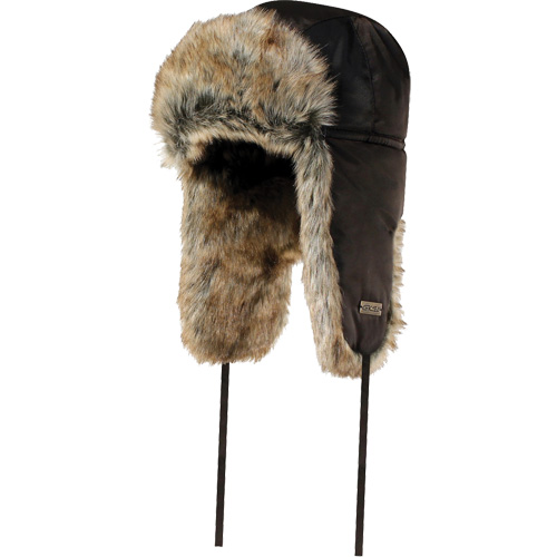 Chapeau matelass&eacute; doubl&eacute; de fourrure synth&eacute;tique, Doublure en Nylon/Fourrure, T-Grand, Noir Mukwa Safety Services