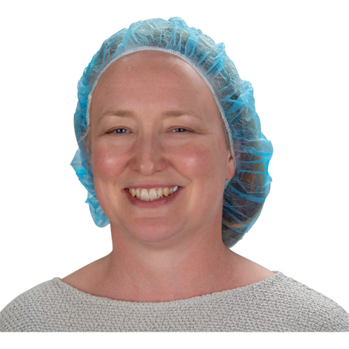 Bonnets bouffants non tiss&eacute;s, Polypropyl&egrave;ne, 21"/Grand, Bleu Mukwa Safety Services