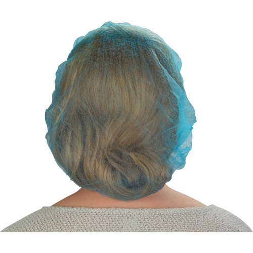 Bonnets bouffants non tiss&eacute;s, Polypropyl&egrave;ne, 21"/Grand, Bleu Mukwa Safety Services