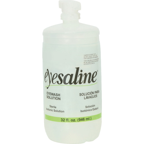 Saline Eyewash Bottles, Full Bottle, 32 oz. Mukwa Safety Services
