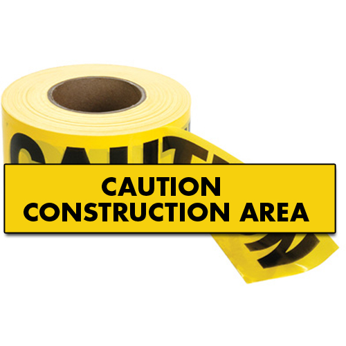 Rubans standards pour barricades, Anglais, 3" la x 1000' lo, 2 mils, Noir sur jaune Mukwa Safety Services