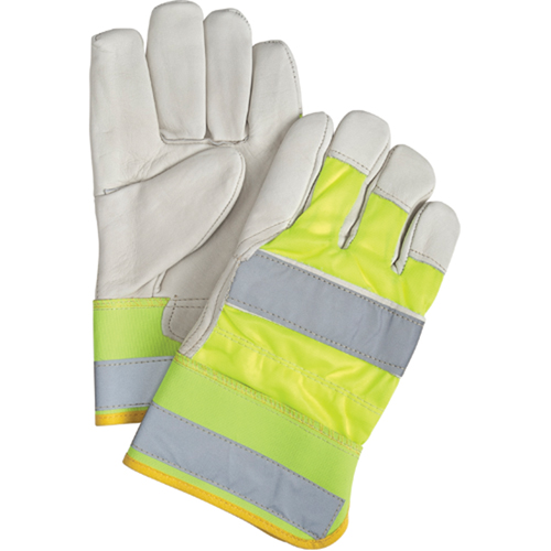 Gants d'ajusteur orange haute visibilit&eacute; &agrave; chaleur sup&eacute;rieure, Grand, Paume en Cuir fleur de vache, Doublure en Thinsulate Mukwa Safety Services