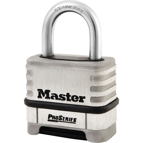ProSeries&reg; Combination Padlock, Silver, Stainless Steel, 2-1/4" Width Mukwa Safety Services