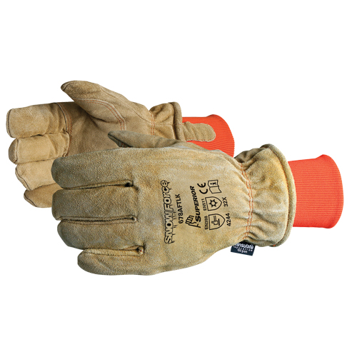 Gant brun SnowForce pour temp&eacute;ratures froides, Taille unique, Paume en Cuir fleur de vache, Doublure en Thinsulate Mukwa Safety Services