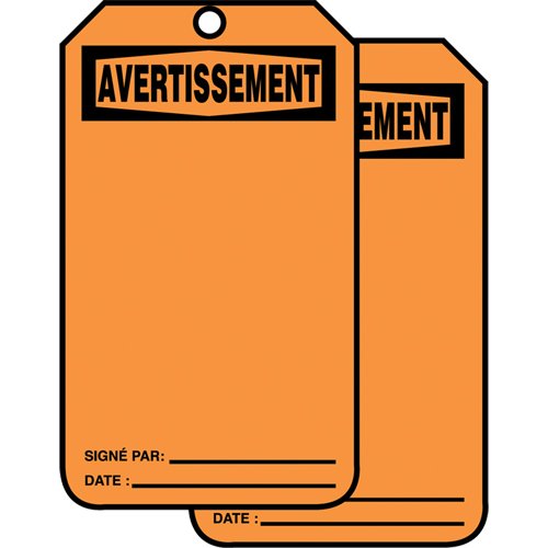 Safety Tags, Cardstock, 3-1/8" W x 5-7/8" H, French Mukwa Safety Services