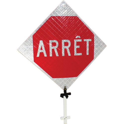 "Arr&ecirc;t" Pole Sign, 24" x 24", Aluminum, French Mukwa Safety Services