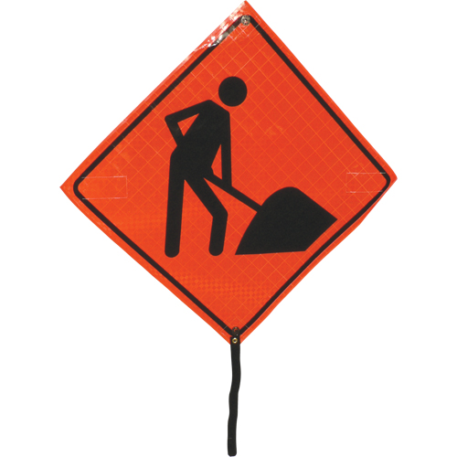 Men At Work Rolled Sign, 24" x 24", Vinyl, Pictogram Mukwa Safety Services