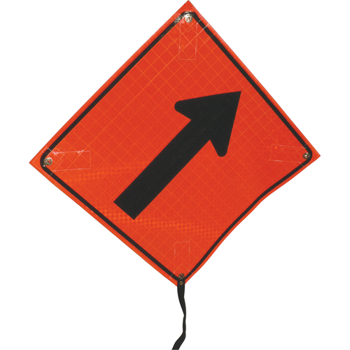 Right Diagonal Arrow Rolled Sign, 24" x 24", Vinyl, Pictogram Mukwa Safety Services