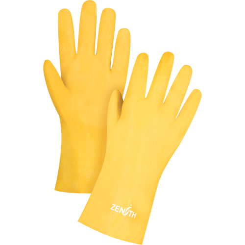 Rough-Finish Chemical-Resistant Gloves, Size 9, 12" L, PVC, Interlock Inner Lining, 47-mil Mukwa Safety Services
