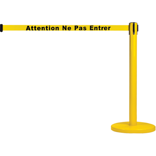 Free-Standing Crowd Control Barrier, Steel, 35" H, Yellow Tape, 7' Tape Length Mukwa Safety Services