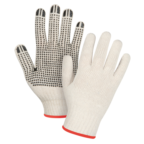 Heavyweight Dotted String Knit Gloves, Poly/Cotton, Single Sided, 7 Gauge, Small Mukwa Safety Services