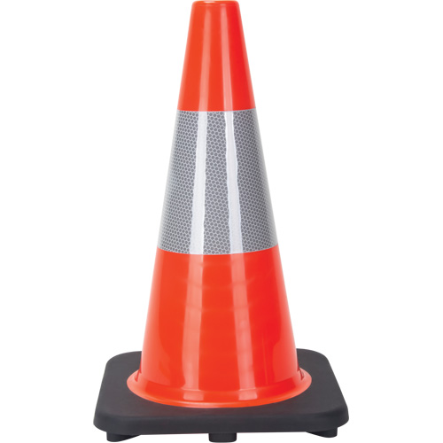 C&ocirc;ne de signalisation, 18", Orange, Bande(s) r&eacute;fl&eacute;chissante(s) 6" Mukwa Safety Services