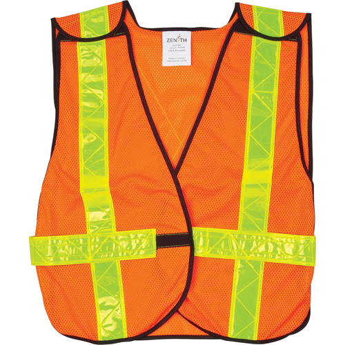 Standard-Duty Safety Vest, High Visibility Orange, Large, Polyester Mukwa Safety Services