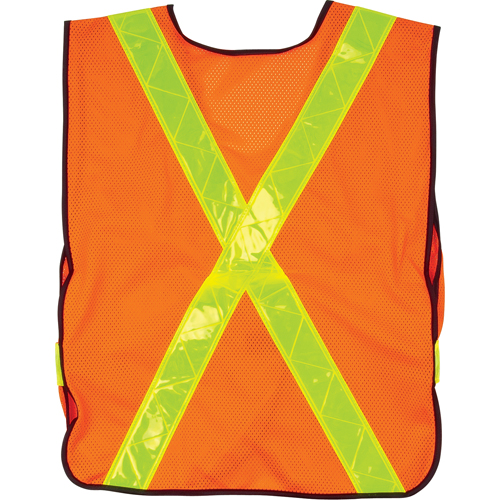 Standard-Duty Safety Vest, High Visibility Orange, Large, Polyester Mukwa Safety Services